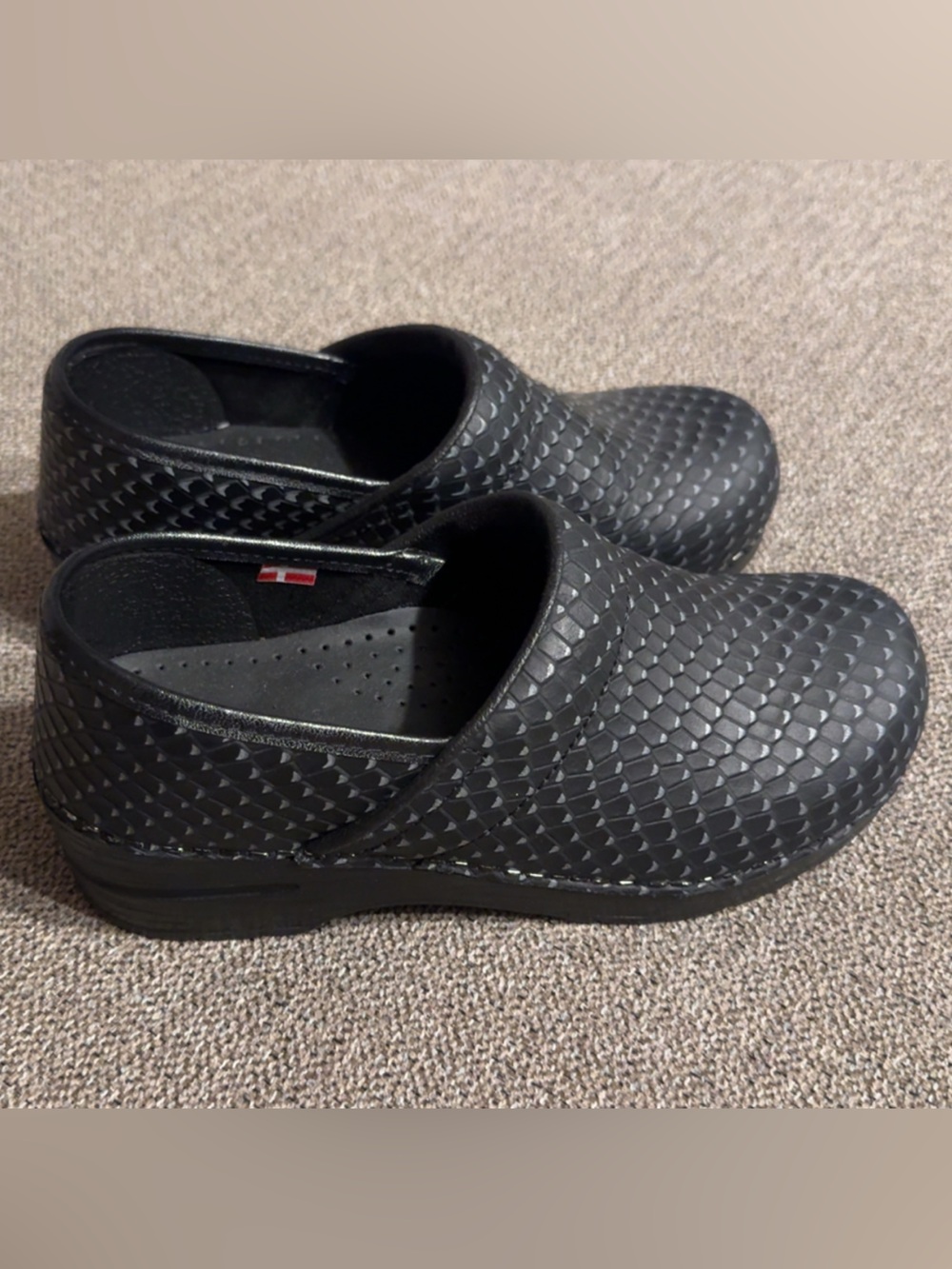 Sanita Black Textured Slip-On Clogs